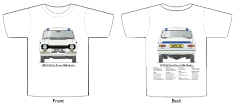 Ford Escort MkI Mexico 1970-74 (Blue) T-shirt Front & Back
